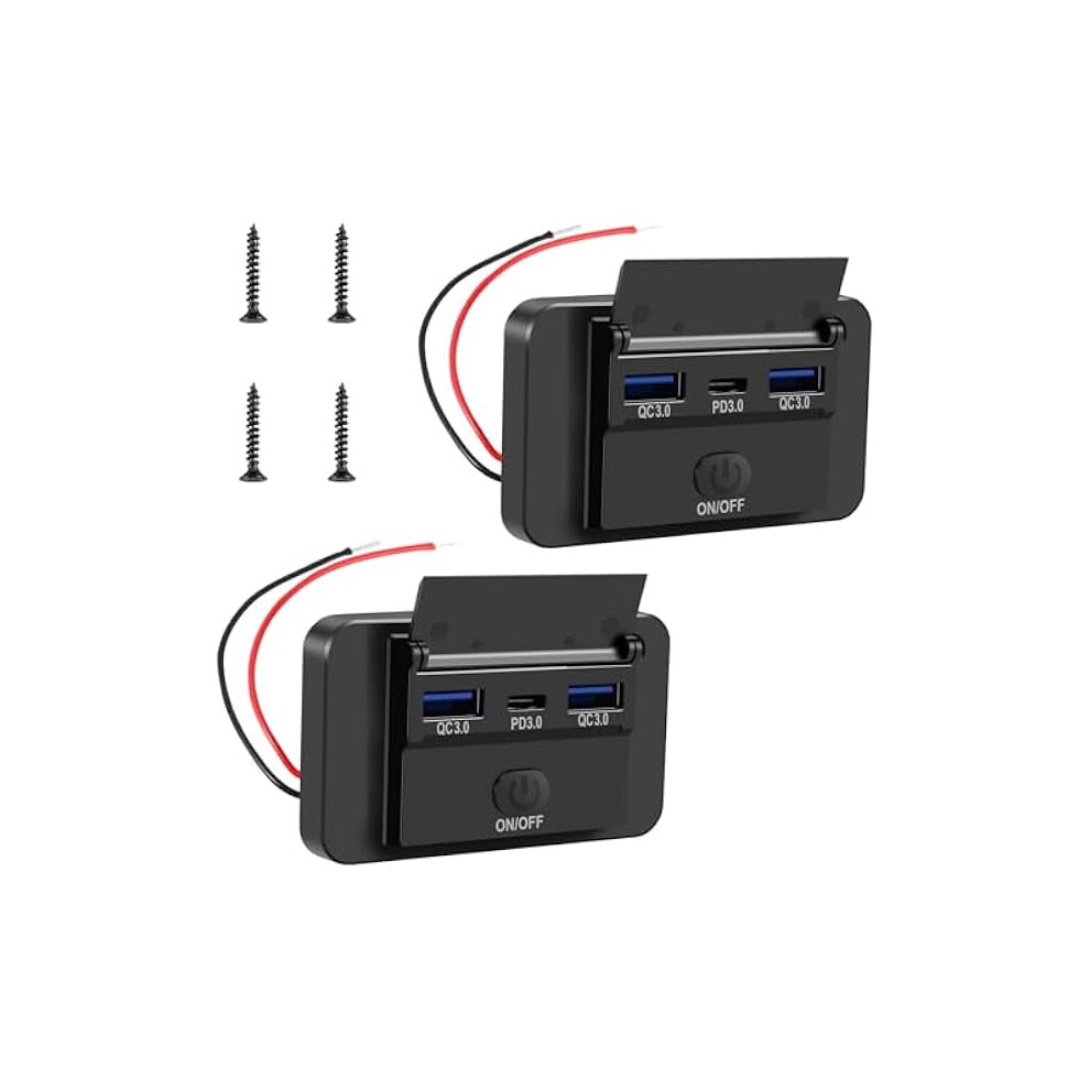 2Pcs Rv Usb Outlet, 12V-24V, 3-Port Charger: 36W Pd3.0 Type-C + 18W Qc3.0, Wall Mount Car Adapter 9402001230768