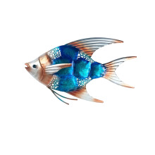 Escultura decorativa de parede em metal com peixe tropical de 30 cm (12 polegadas), resistente às intempéries, para uso externo em jardins e