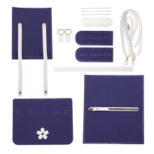 1Set DIY PU Leder Strickbag Material Blau Shoulder Bag