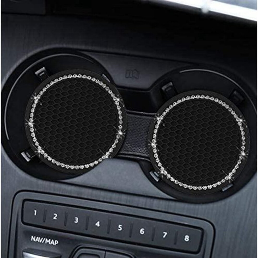 Bling Car Coasters Â Pvc Anti-Slip Cup Mats, 2.75" Dia, Pack Of 2, Compatible With Most Cup Holders Black 9402001230911