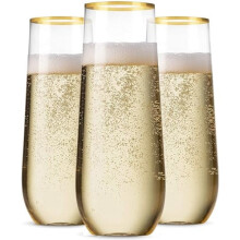 12er-Packung stielose Champagnergläser mit Goldrand (266 ml)