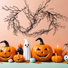 Girlanda z javorových listov – Halloween a Deň vďakyvzdania, realistický jesenný vinič do interiéru/exteriéru, na svadbu/ku krbu, s