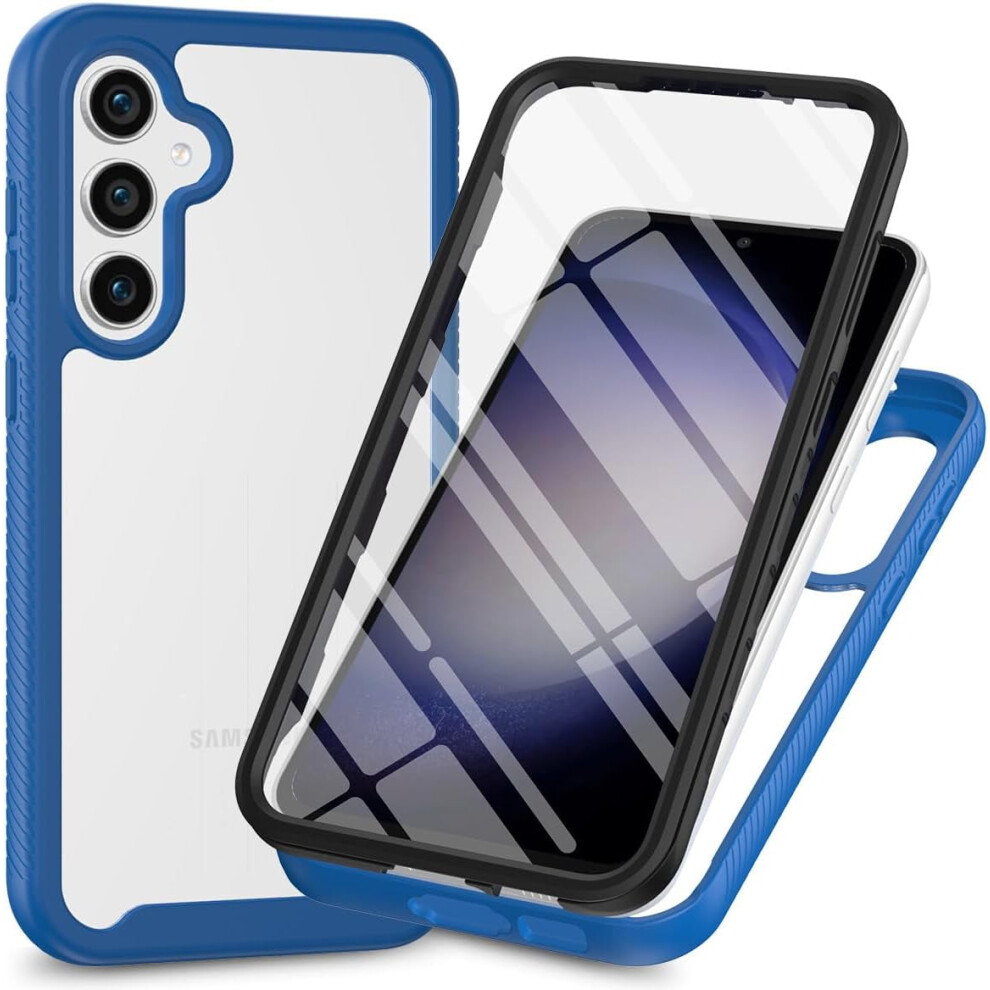 Slim Rugged Clear Hybrid 3-In-1 Case With Built-In Screen Protector For Galaxy A35 5G (Blue) Â Compatible With Samsung Galaxy A35 5G Blue 9377112544304