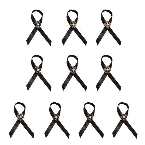 10 τεμάχια λεπτή μαύρη καρφίτσα με κορδέλα, σήμα δήλωσης, αναπνεύσιμο σχέδιο,