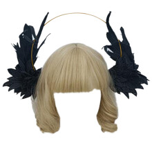 Halos, couronnes, serre-têtes, diadèmes et couronnes d'ange pour femmes, coiffe de mariage gothique, ailes blanches/noires