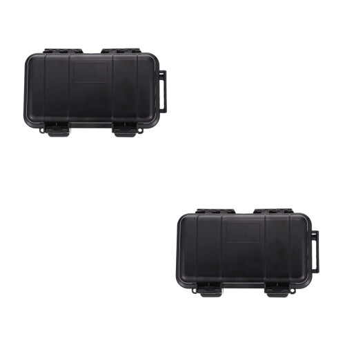 2Pcs Waterproof Shockproof Survival Storage Case Black ABS Outdoor Box