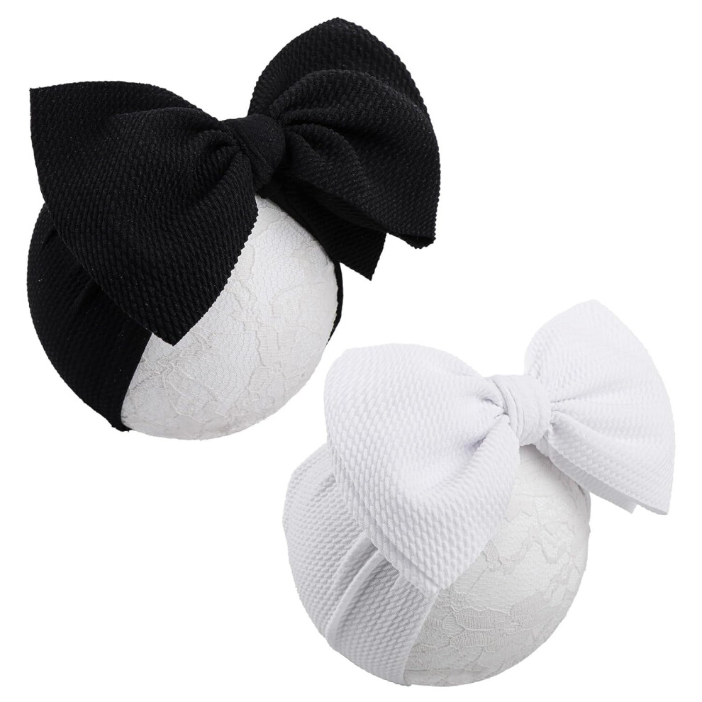 Big Bows Hairband for Baby Girls, 2PCS Polyester Hair Headbands Accessories, for Unisex-Babies Newborn Infant Toddlers 0-6Months