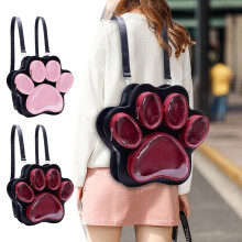 Roztomilý batoh s mačacou labkou Kawaii, plyšová taška cez rameno s veľkou kapacitou, kabelka a crossbody pre ženy (A)