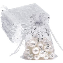 Snowflake Organza Bags 4x6 inch White 100 pcs