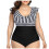Costume da bagno intero da donna contenitivo, con volant e scollo a V. 1
