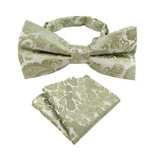 Floral Weave Pre-Tied Bow Tie and Pocket Square Set for Men