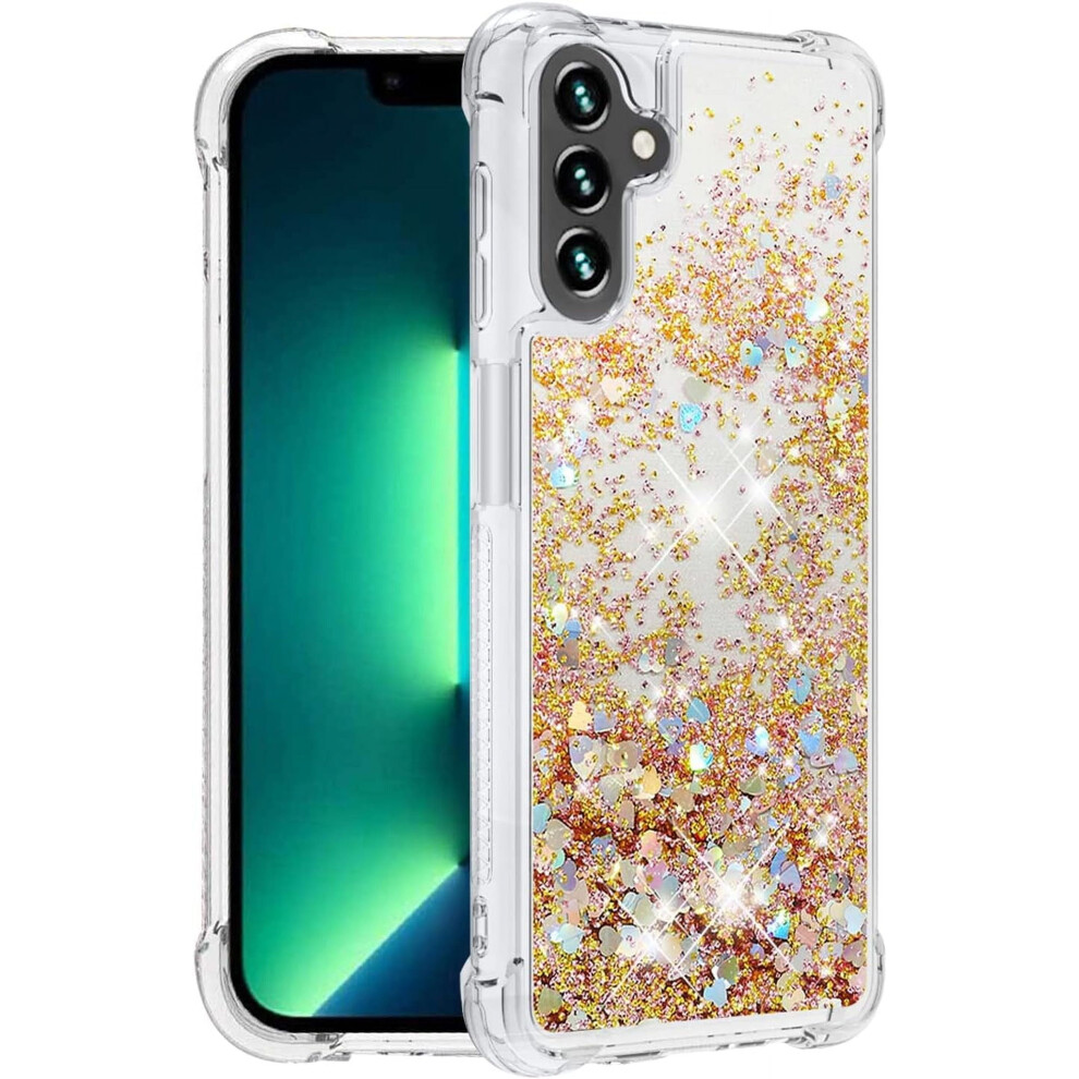 Glitter Clear Silicone Case For Samsung A15 5G Â Shockproof, Aesthetic Bumper (Compatible With Samsung A15 5G) Gold 9377112540672