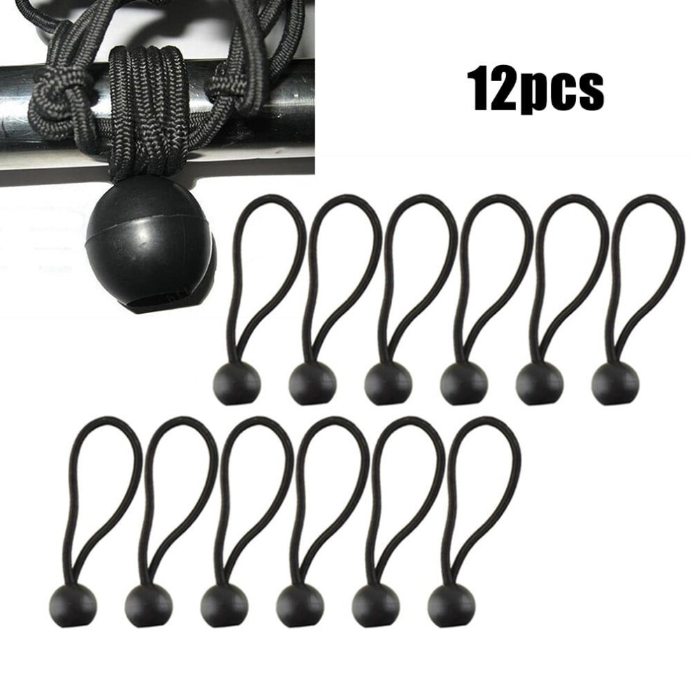 12Pc Bungee Balls Cords Shock Elastic Toggle Tarpaulin Trailer Cover Tent Black 9377112540948