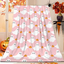 Manta de franela rosa de Halloween de 76 x 102 cm.