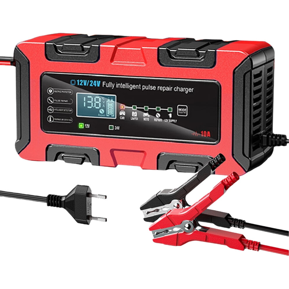 10A 12V/24V Smart Car Battery Charger Battery Maintainer Trickle Charger (Eu) Red 9027700543058