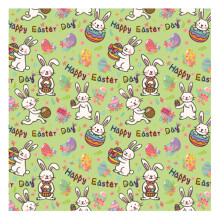 Happy Easter Wrapping Paper Sheet – Bunny, Egg, Flowers & Lamb Design, 27.5x19.6", Green, 1PC