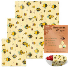 Sustainable Food Preservation with 3 Natural Beeswaxs Cloth Wraps Washable and Reusable Portable Kitchen Supplies
