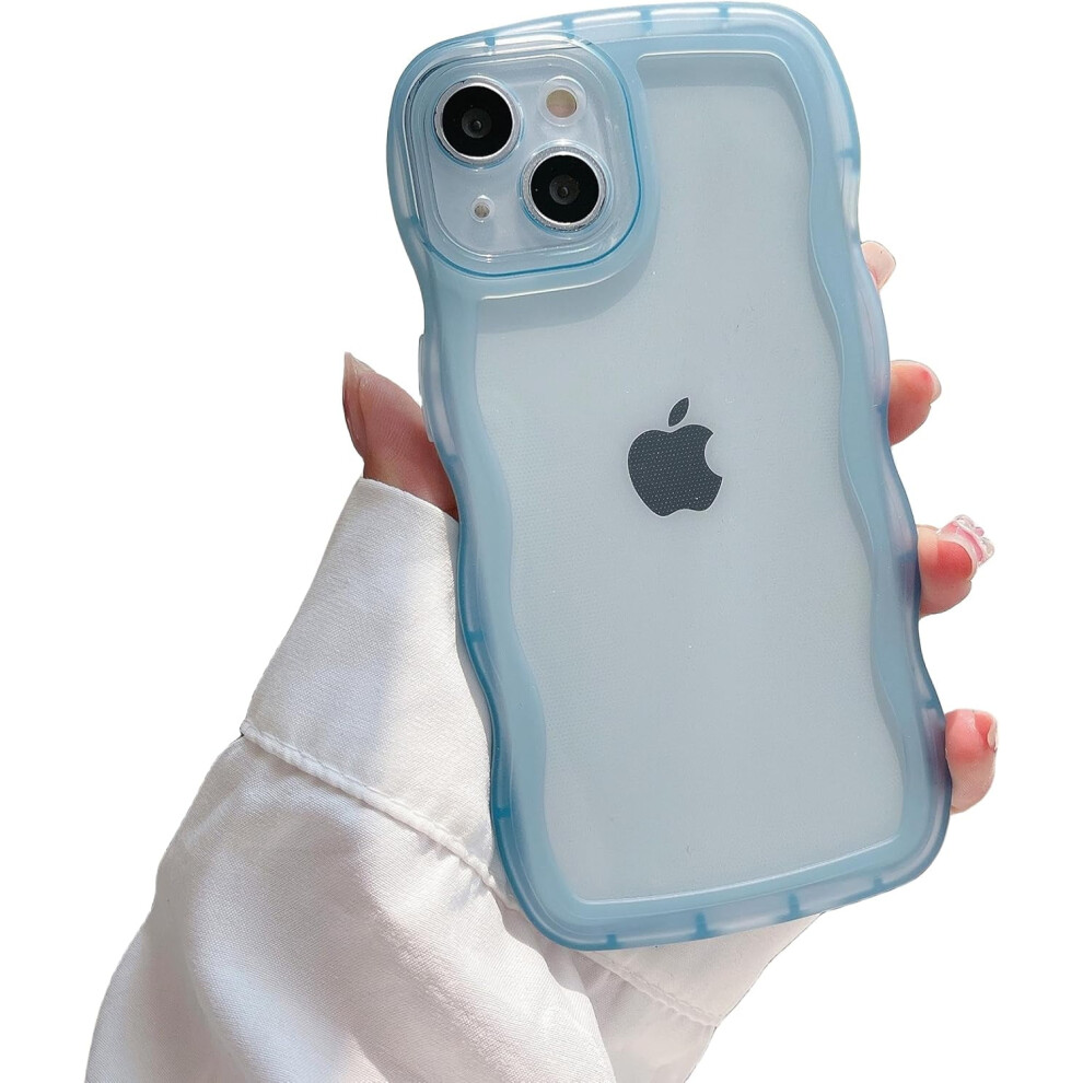 Wave Border Clear Phone Case For Iphone 15 To 6S Blue 9558830525008