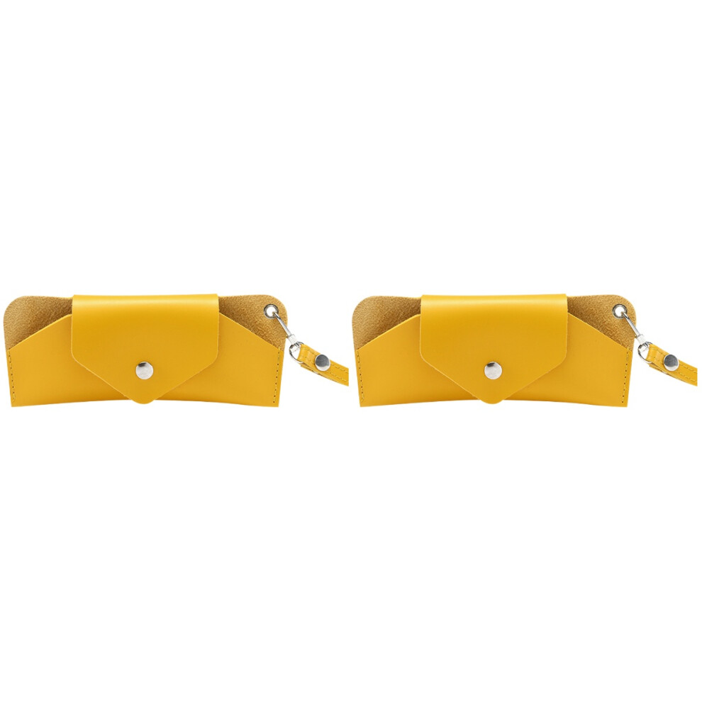 Solustre Yellow 2Sets Outdoor Eyeglass Pouch Pu Portable Hanging Glasses Bag