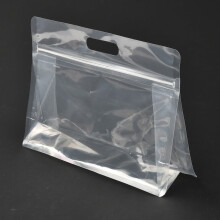 Transparent Plastic Zip Lock Bag Plastic Stand up Pouch Resealable Bags with Handle Clear 17x24x0.05cm