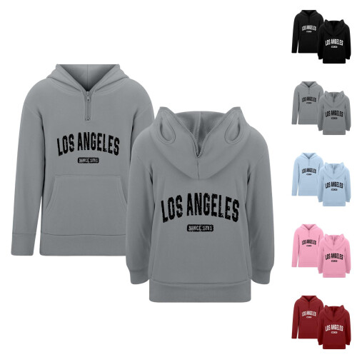 Boys Letter Print Pullover Zip Hoodie with Pockets