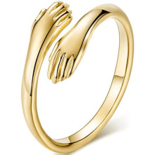 Roestvrijstalen ring in handvorm met een omhelzingsmotief, een belofte of een jubileumring.