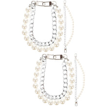 4Pcs Silver Pearl Decor Chain for DIY Bag Making and Purse Strap
