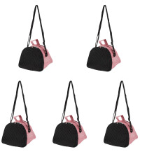 5Pcs Pink Zippered Pet Carrier Bag for Outdoor Travel of Small Animals