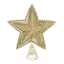 6Pcs Xmas Tree Treetop Adornment Golden Five-Pointed Star Ornament