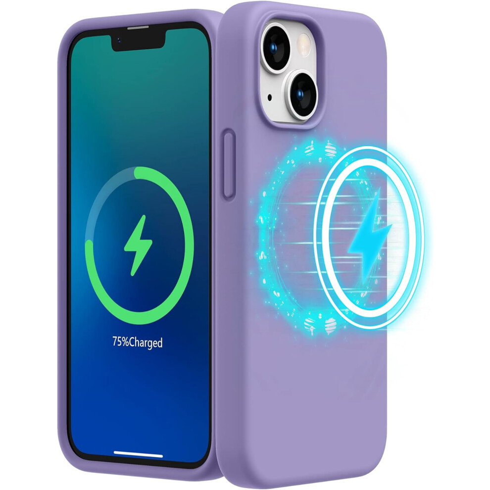 Liquid Silicone Case For Iphone 13 Mini (5.4", 2021), Magsafe Compatible, Microfiber Lining, Light Purple 9027700082908