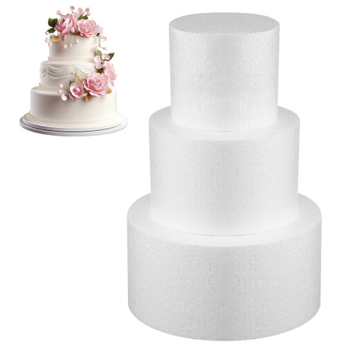 3Pcs White Foam Cake Dummies Multi-Size Cake Decorating Wedding Props 2