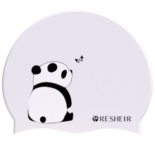 Silicone swimming cap with panda pattern and antislip ear