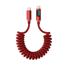 Cabo retrátil Tipo C para Tipo C com carregamento rápido de 120 W, design com mola e cabo trançado, transferência de 480 Mbps para laptops,