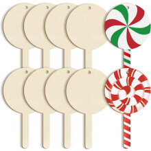 10 große DIY-Holzornamente – Rohlinge in Lutscherform, unbehandeltes Holz zum Bemalen, geeignet für Halloween, Weihnachten, Thanksgiving,