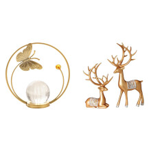 Conjunto de 3 Estátuas de Rena, Escultura de Veado em Resina, Estilo Europeu, Artesanato para Decoração de Sala de Estar, Lareira e Escritório