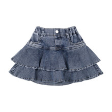 Dziewczęce spódniczki jeansowe mini rozkloszowane plisowane spódniczki jeansowe z krótkimi spodenkami pod spodem, oddychające, 9-10 lat
