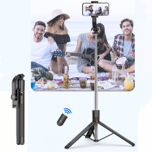 67" Bluetooth selfiestang og stativ med fjernkontroll, 360 roterbar, uttrekkbar stang for Android og iOS