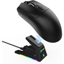 X1 Ultralight Gaming con base, sensor PixArt PAW3395, 40000 DPI, Bluetooth/2.4 GHz/con cable, sondeo de 1K, óptico, controlador web para jugadores