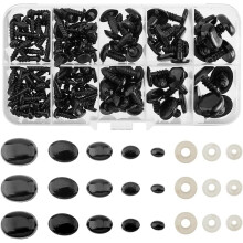 125Pcs Safety Eyes & Noses (6/8/11/14/17mm) for Amigurumi, Stuffed Animals, Teddy Bears – Black