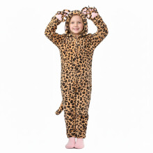 Kids Animal Onesie Leopard One Piece Unisex Long Sleeve Ears Hooded Zipper Jumpsuit Soft Home Clothes Carnival Wear Home Clothes Sweet One-Pieces