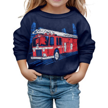 Sudadera de manga larga para niñas, suave, informal, tipo jersey, cuello redondo, estampado de coche de dibujos animados, ropa infantil para niños