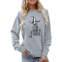 Womens Casual Swearshirts Halloween Letter Printed Loose Fit Versatile Long Sleeve Comfortable Pullover Plus Size Graphic Sweatshirt For Women