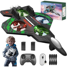 RC-jet met 360 flips, LED-verlichting en schuimrubberen carrosserie – Geschikt voor kinderen, volwassenen en beginners – Groen