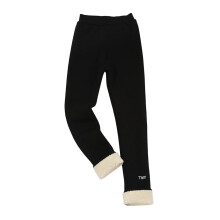 AWZXDE Girls Pants Winter Soft Lined Base Layer Pants Outer Wear for Big Kids Full-Length Warm Comfortable Fit Leggings Black,10-12 Years