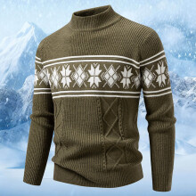 Winterse jacquard gebreide trui/jas, casual model met lange mouwen, zacht, comfortabel en warm, modieuze bovenkleding voor het herfstseizoen.