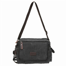 Vintage plátená taška cez rameno, multifunkčná crossbody taška s viacerými vreckami, nastaviteľný polstrovaný ramenný popruh