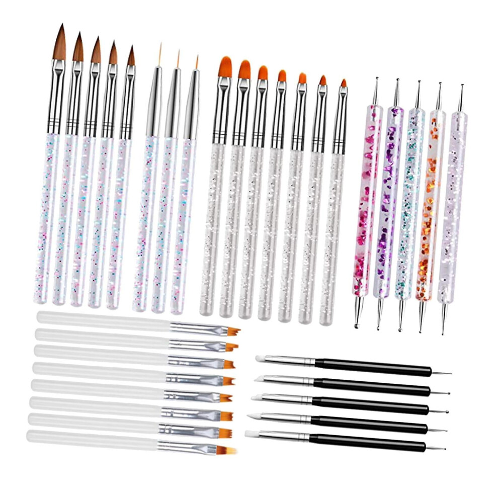 33 Pieces Nail Art Brushes Nail Art Design Pen For Gel Polish Manicure Salon Black
