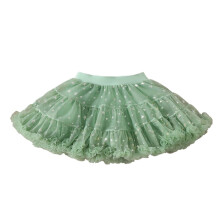 AWZXDE Girls Carnival Party Star Sequin Skirt Layered Tutu Dress For Play Performance Celebration Short Skirt For Kids Green