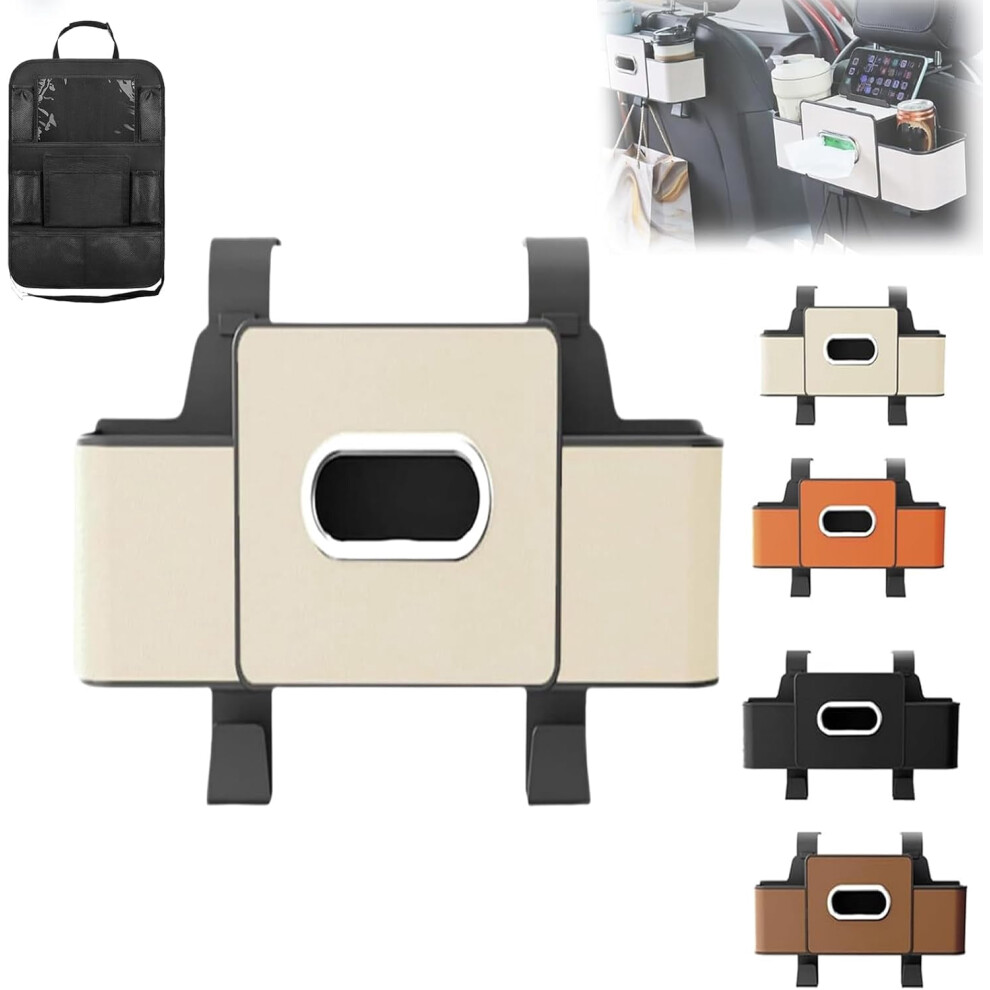 4-In-1 Car Organizer For Back Seat Â Holds Phone, Drinks, Handbag; Universal Fit, Compatible With Most Cars (White) White 9193271041450