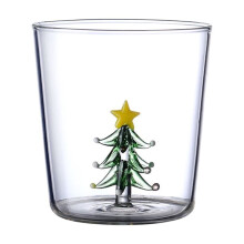 3D Drinking Glass Cup with Christmas Tree Figurine Inside Stemless Glass for Wine Water Milk Goblet-Drinking Glass Cup